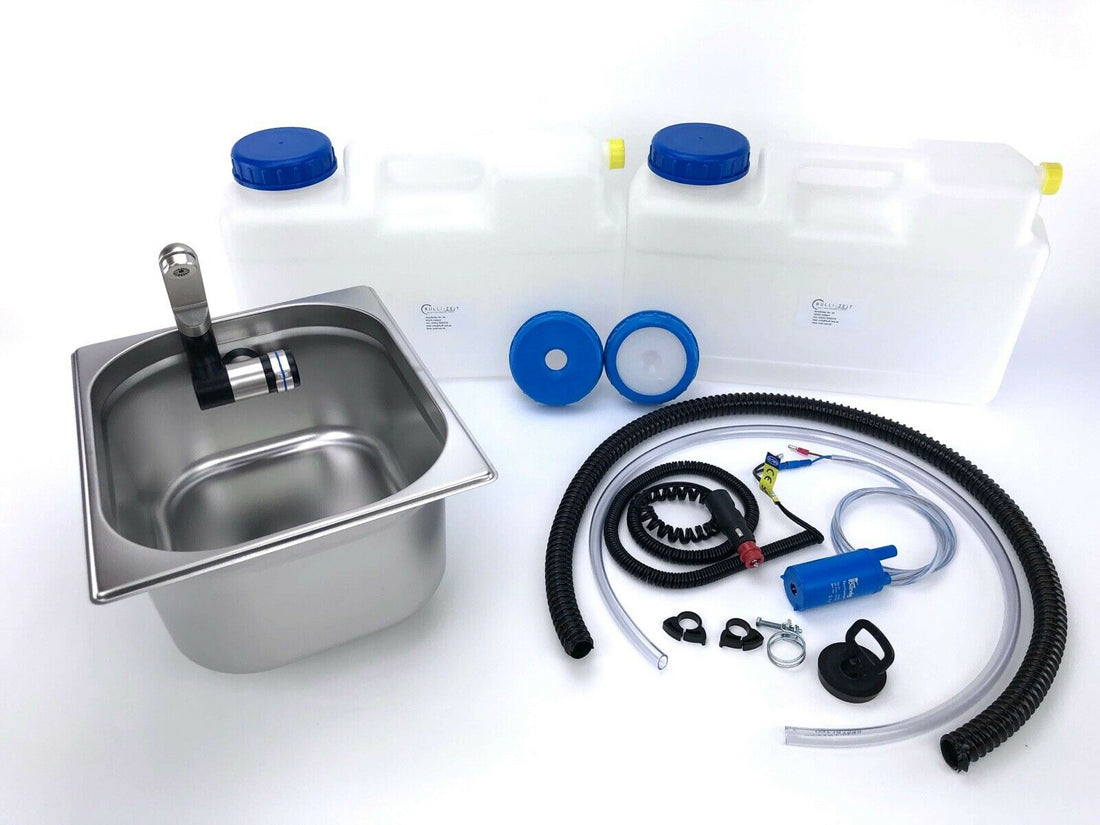 Complete keukenwastafel - 12V pomp en watertanks 10/12L